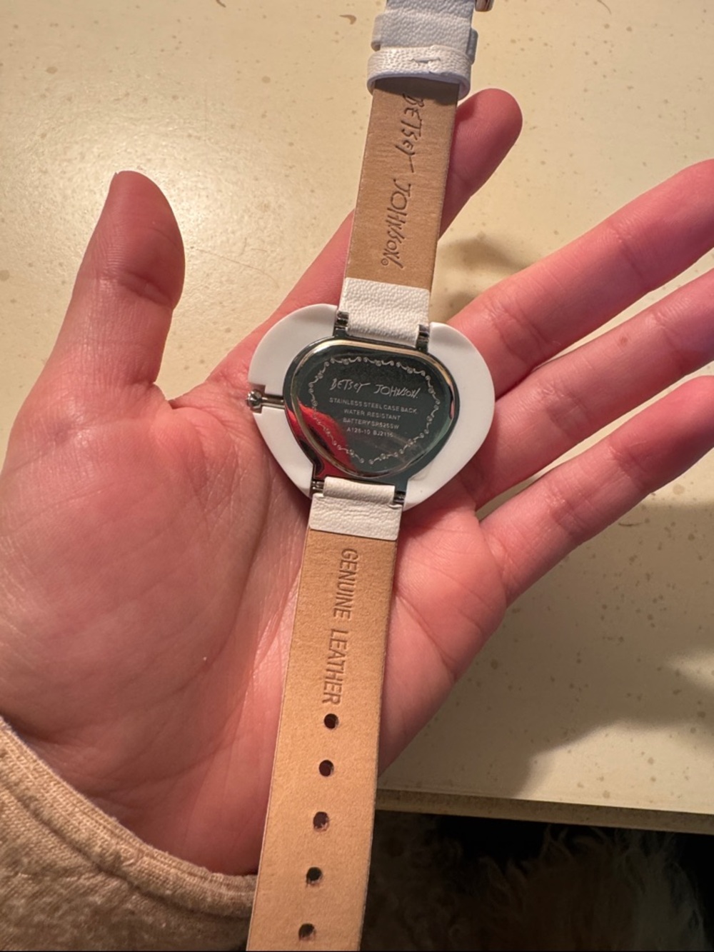 Betsey Johnson White Heart Watch with Multicolor Crystal Accents - Picture 3 of 3